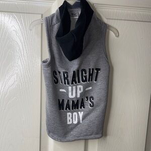 Gray and Black Dog Shirt with Text